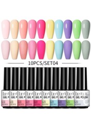 LILYCUTE 10pcs Gel Nail Polish Set With UV Lamp Nude Gel Semi Permanent Hybrid Varnish Base Top Coat Soak Off UV LED Nail Art