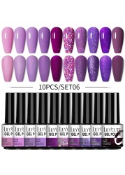 LILYCUTE 10pcs Gel Nail Polish Set With UV Lamp Nude Gel Semi Permanent Hybrid Varnish Base Top Coat Soak Off UV LED Nail Art