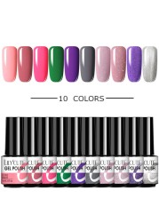 LILYCUTE 10pcs Gel Nail Polish Set With UV Lamp Nude Gel Semi Permanent Hybrid Varnish Base Top Coat Soak Off UV LED Nail Art