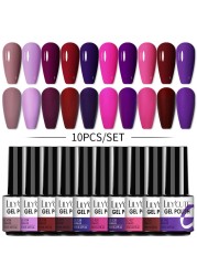 LILYCUTE 10pcs Gel Nail Polish Set With UV Lamp Nude Gel Semi Permanent Hybrid Varnish Base Top Coat Soak Off UV LED Nail Art