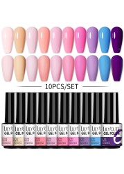 LILYCUTE 10pcs Gel Nail Polish Set With UV Lamp Nude Gel Semi Permanent Hybrid Varnish Base Top Coat Soak Off UV LED Nail Art