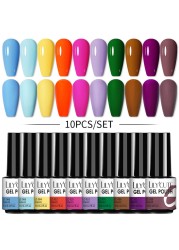 LILYCUTE 10pcs Gel Nail Polish Set With UV Lamp Nude Gel Semi Permanent Hybrid Varnish Base Top Coat Soak Off UV LED Nail Art