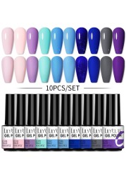 LILYCUTE 10pcs Gel Nail Polish Set With UV Lamp Nude Gel Semi Permanent Hybrid Varnish Base Top Coat Soak Off UV LED Nail Art