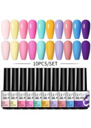 LILYCUTE 10pcs Gel Nail Polish Set With UV Lamp Nude Gel Semi Permanent Hybrid Varnish Base Top Coat Soak Off UV LED Nail Art