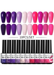 LILYCUTE 10pcs Gel Nail Polish Set With UV Lamp Nude Gel Semi Permanent Hybrid Varnish Base Top Coat Soak Off UV LED Nail Art