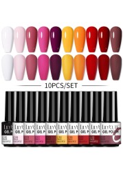 LILYCUTE 10pcs Gel Nail Polish Set With UV Lamp Nude Gel Semi Permanent Hybrid Varnish Base Top Coat Soak Off UV LED Nail Art