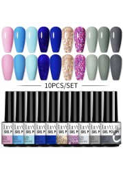 LILYCUTE 10pcs Gel Nail Polish Set With UV Lamp Nude Gel Semi Permanent Hybrid Varnish Base Top Coat Soak Off UV LED Nail Art