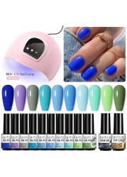 LILYCUTE 10pcs Gel Nail Polish Set With UV Lamp Nude Gel Semi Permanent Hybrid Varnish Base Top Coat Soak Off UV LED Nail Art