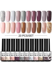 LILYCUTE 10pcs Gel Nail Polish Set With UV Lamp Nude Gel Semi Permanent Hybrid Varnish Base Top Coat Soak Off UV LED Nail Art