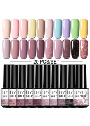 LILYCUTE 10pcs Gel Nail Polish Set With UV Lamp Nude Gel Semi Permanent Hybrid Varnish Base Top Coat Soak Off UV LED Nail Art