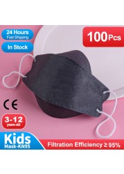 Fish Shape Desechables Mascarillas fpp2 Ninos 3-12 años 4D Negra Masuqe Enfant Kids Breath kn95cakes Baby ffp2 Mask Infantil