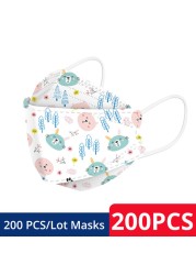 50-200pcs FPP2 Children's Mask KN95 Cartoon Face Mask Reusable Dustproof Breathable Protective For Boys Girl 4-12 Years Mascarilla