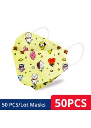 50-200pcs FPP2 Children's Mask KN95 Cartoon Face Mask Reusable Dustproof Breathable Protective For Boys Girl 4-12 Years Mascarilla