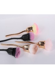 Flower Nail Brush for Manicure Rose Nail Art Brush Nail Extensions Popular Tools Round Small Gel Polish Dust Cleaning Brushes