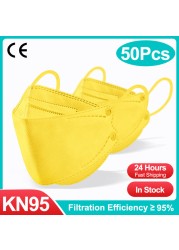 KN95 CE قناع الوجه FFP2 Mascarillas المعتمدة fpp2 الوجه Mascherine قابلة لإعادة الاستخدام الكبار الرجال النساء قناع ملون قناع الأسماك واقية