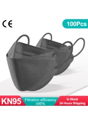 KN95 CE قناع الوجه FFP2 Mascarillas المعتمدة fpp2 الوجه Mascherine قابلة لإعادة الاستخدام الكبار الرجال النساء قناع ملون قناع الأسماك واقية