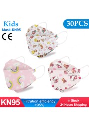 10-50pcs fpp2fan Kid Fish Cartoon kn95fan 4 Protective Layer fpp2 Approved Mask Breathing Mouth Mask KN95 Mascarilla Infantil