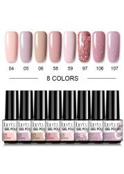 LILYCUTE 10/20/8/2pcs Gel Nail Polish Set Semi Permanent Glitter Hybrid Varnish Base Top Coat Soak Off UV LED Nails Gel