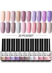 LILYCUTE 10/20/8/2pcs Gel Nail Polish Set Semi Permanent Glitter Hybrid Varnish Base Top Coat Soak Off UV LED Nails Gel