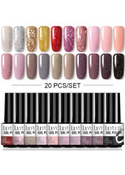 LILYCUTE 10/20/8/2pcs Gel Nail Polish Set Semi Permanent Glitter Hybrid Varnish Base Top Coat Soak Off UV LED Nails Gel