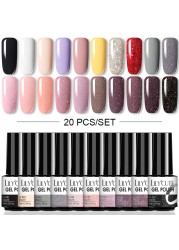 LILYCUTE 10/20/8/2pcs Gel Nail Polish Set Semi Permanent Glitter Hybrid Varnish Base Top Coat Soak Off UV LED Nails Gel