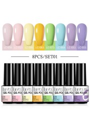 LILYCUTE 10/20/8/2pcs Gel Nail Polish Set Semi Permanent Glitter Hybrid Varnish Base Top Coat Soak Off UV LED Nails Gel