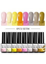 LILYCUTE 10/20/8/2pcs Gel Nail Polish Set Semi Permanent Glitter Hybrid Varnish Base Top Coat Soak Off UV LED Nails Gel