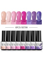 LILYCUTE 10/20/8/2pcs Gel Nail Polish Set Semi Permanent Glitter Hybrid Varnish Base Top Coat Soak Off UV LED Nails Gel