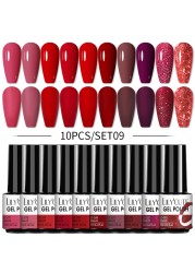 LILYCUTE 10/20/8/2pcs Gel Nail Polish Set Semi Permanent Glitter Hybrid Varnish Base Top Coat Soak Off UV LED Nails Gel