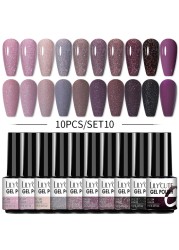 LILYCUTE 10/20/8/2pcs Gel Nail Polish Set Semi Permanent Glitter Hybrid Varnish Base Top Coat Soak Off UV LED Nails Gel