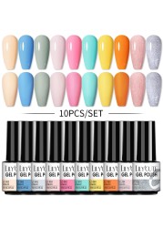 LILYCUTE 10/20/8/2pcs Gel Nail Polish Set Semi Permanent Glitter Hybrid Varnish Base Top Coat Soak Off UV LED Nails Gel