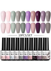 LILYCUTE 10/20/8/2pcs Gel Nail Polish Set Semi Permanent Glitter Hybrid Varnish Base Top Coat Soak Off UV LED Nails Gel