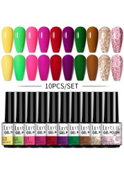 LILYCUTE 10/20/8/2pcs Gel Nail Polish Set Semi Permanent Glitter Hybrid Varnish Base Top Coat Soak Off UV LED Nails Gel