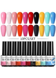 LILYCUTE 10/20/8/2pcs Gel Nail Polish Set Semi Permanent Glitter Hybrid Varnish Base Top Coat Soak Off UV LED Nails Gel