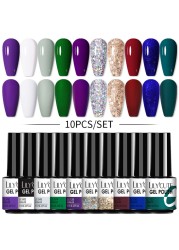 LILYCUTE 10/20/8/2pcs Gel Nail Polish Set Semi Permanent Glitter Hybrid Varnish Base Top Coat Soak Off UV LED Nails Gel