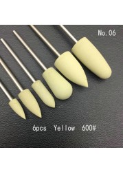 6pcs/set Rubber Silicon Nail Drill Grinding Cutter for Manicure Flexible Bit Polisher Machine Electric Nail File Art Tools