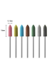 6pcs/set Rubber Silicon Nail Drill Grinding Cutter for Manicure Flexible Bit Polisher Machine Electric Nail File Art Tools