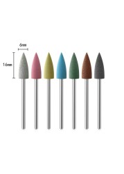 6pcs/set Rubber Silicon Nail Drill Grinding Cutter for Manicure Flexible Bit Polisher Machine Electric Nail File Art Tools