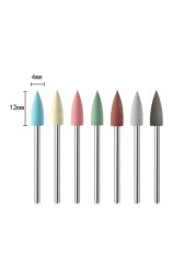 6pcs/set Rubber Silicon Nail Drill Grinding Cutter for Manicure Flexible Bit Polisher Machine Electric Nail File Art Tools