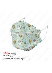 2022 New 10-100pcs Ffp2 Children Kn95 Mask 4-layer Non-woven Fabric Protection Dust-proof Respirator Suitable for 4-12 Years