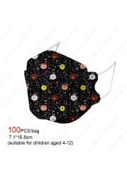 2022 New 10-100pcs Ffp2 Children Kn95 Mask 4-layer Non-woven Fabric Protection Dust-proof Respirator Suitable for 4-12 Years