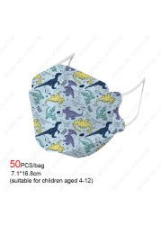 2022 New 10-100pcs Ffp2 Children Kn95 Mask 4-layer Non-woven Fabric Protection Dust-proof Respirator Suitable for 4-12 Years