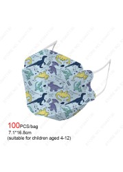 2022 New 10-100pcs Ffp2 Children Kn95 Mask 4-layer Non-woven Fabric Protection Dust-proof Respirator Suitable for 4-12 Years