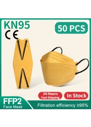 FFP2 Fish Mask KN95 Mascarillas Adult Morandi ffp2 Mask 4 Layer Respirator Approved FFP2 Face Masks Breathing Mouth Mask