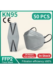 FFP2 Fish Mask KN95 Mascarillas Adult Morandi ffp2 Mask 4 Layer Respirator Approved FFP2 Face Masks Breathing Mouth Mask