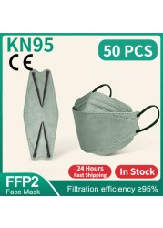 FFP2 Fish Mask KN95 Mascarillas Adult Morandi ffp2 Mask 4 Layer Respirator Approved FFP2 Face Masks Breathing Mouth Mask