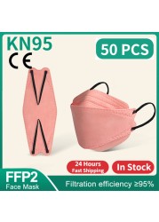 FFP2 Fish Mask KN95 Mascarillas Adult Morandi ffp2 Mask 4 Layer Respirator Approved FFP2 Face Masks Breathing Mouth Mask