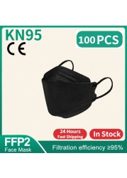 FFP2 Fish Mask KN95 Mascarillas Adult Morandi ffp2 Mask 4 Layer Respirator Approved FFP2 Face Masks Breathing Mouth Mask