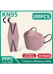 FFP2 Fish Mask KN95 Mascarillas Adult Morandi ffp2 Mask 4 Layer Respirator Approved FFP2 Face Masks Breathing Mouth Mask