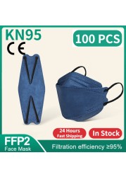 FFP2 Fish Mask KN95 Mascarillas Adult Morandi ffp2 Mask 4 Layer Respirator Approved FFP2 Face Masks Breathing Mouth Mask